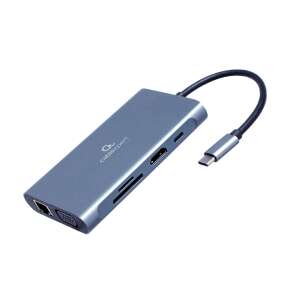 Gembird A-CM-COMBO7-01 base para portátil y replicador de puertos USB 3.2 Gen 1 (3.1 Gen 1) Type-A Gris
