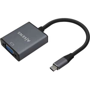 AISENS Conversor Aluminio USB-C a VGA, USB-C/M-HDB15/H, Gris, 15cm