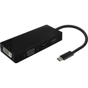 AISENS Conversor USB-C A DP/DVI/HDMI/VGA, USB-C/M-DP/H-DVI/H-HDMI/H-Vga/H, Negro, 15cm