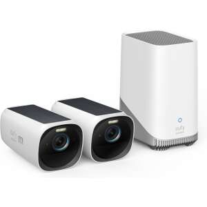 Eufy Kit de 2 cámaras eufyCam 3 de Security, cámara de seguridad 4K con panel solar integrado, IA de reconocimiento facial, cámara de seguridad con almacenamiento local ampliable, cámara exterior con energía constante, foco y visión nocturna en color, sin tasas mensuales