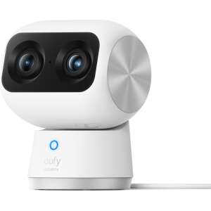 Eufy Security Indoor Cam S350, cámara doble, cámara de seguridad con resolución 4K UHD, zoom de 8× y PTZ de 360°, IA para personas y mascotas, ideal para monitor de bebé/cámara para mascotas/seguridad del hogar, Wi-Fi de doble banda