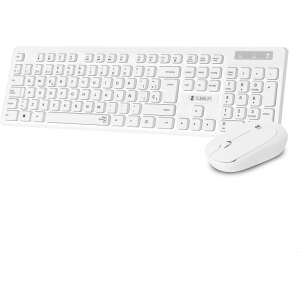 SUBBLIM Teclado Ergonómico y ratón Combo Business Slim Silencioso Inalámbrico 2.4G Blanco