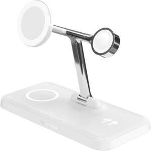 HYPER HJ3004WHGL cargador de dispositivo móvil Auriculares, Smartphone, Reloj inteligente Plata, Blanco CC, USB Cargador inalámbrico Carga rápida Interior