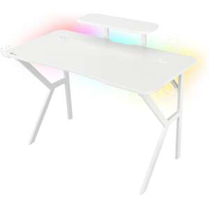 Genesis Holm 320 RGB Blanco - Mesa Gaming con Cargador Inalámbrico y Hub USB