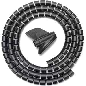 AISENS Organizador de cable en espiral 25mm, Negro, 1.0m