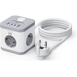 Ewent EW3863 base múltiple 1,5 m 3 salidas AC Interior Gris, Blanco