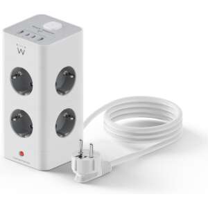 Ewent EW3864 base múltiple 2 m 8 salidas AC Interior Gris, Blanco
