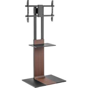 AISENS Soporte de Suelo con Bandeja DVD para Monitor/TV 50kg de 37-86, Negro-Marrón