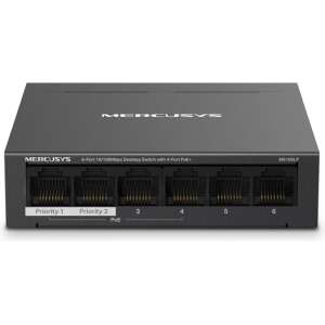 Mercusys MS106LP switch Gestionado Fast Ethernet (10/100) Energía sobre Ethernet (PoE) Negro