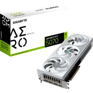 GIGABYTE GeForce RTX 5070 AERO OC 12G Tarjeta Gráfica - 12GB GDDR7, 192 bits, PCI-E 5.0, 2625 MHz Core Clock, 3 x DP 2.1a, 1 x HDMI 2.1b, NVIDIA DLSS 4, GV-N5070AERO OC-12GD