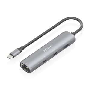 AISENS Dock USB-C a Gigabit Ethernet y Hub 3 Puertos Gris