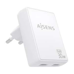 AISENS Cargador GaN Ultra Delgado 30W 2xUSB-C Blanco